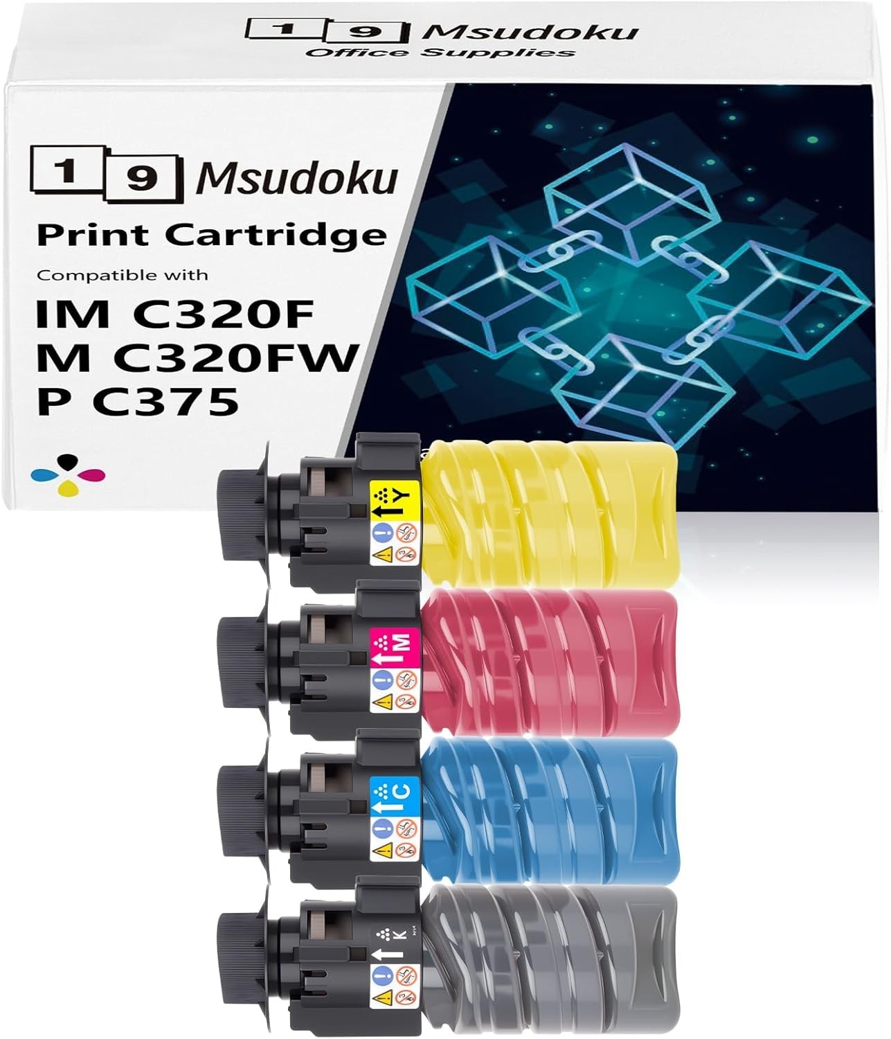 4 Pack Toner Cartridges Compatible Ricoh IM C320 C320F Cyan Magenta Yellow Black