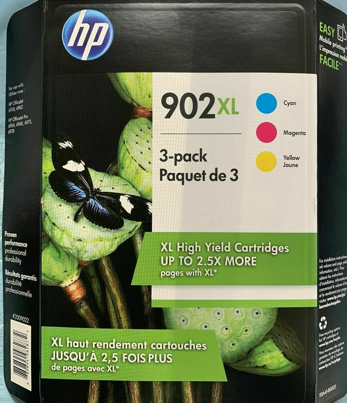 Genuine HP 902XL Color Ink Cartridge C/M/Y for HP Printer-OEM-3PK