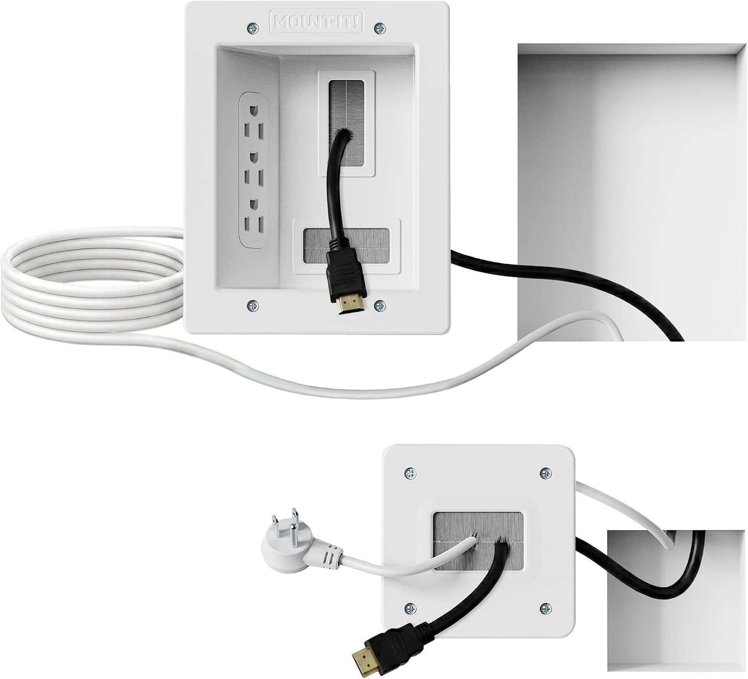 Mount-It In-Wall TV Cable Concealer Kit with Recessed Power Outlet & 9ft Cord