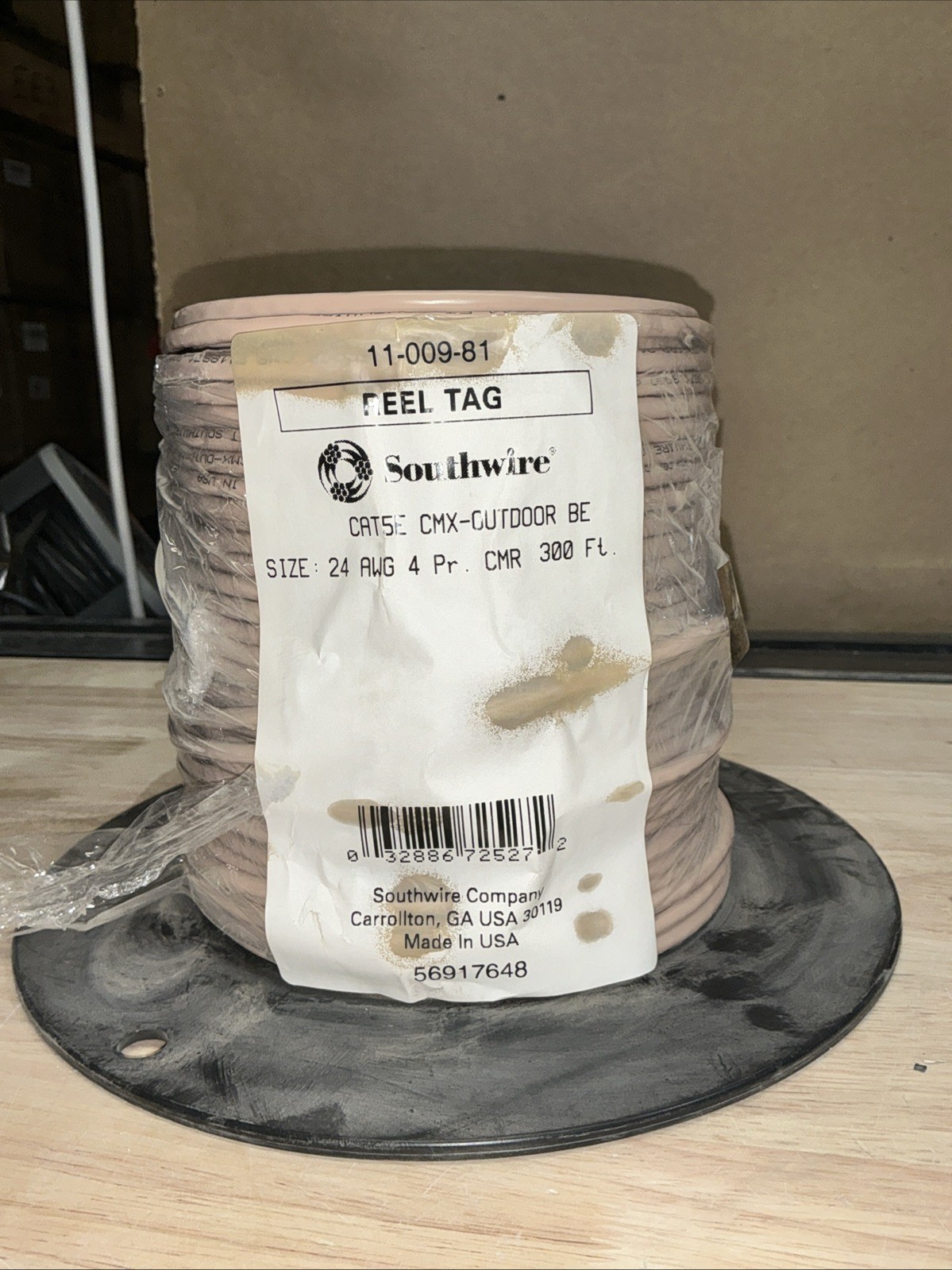 Southwire 56917648 300ft Tan 24/4 Solid CU CAT5e CMR-CMX In/Outdoor Cable READ