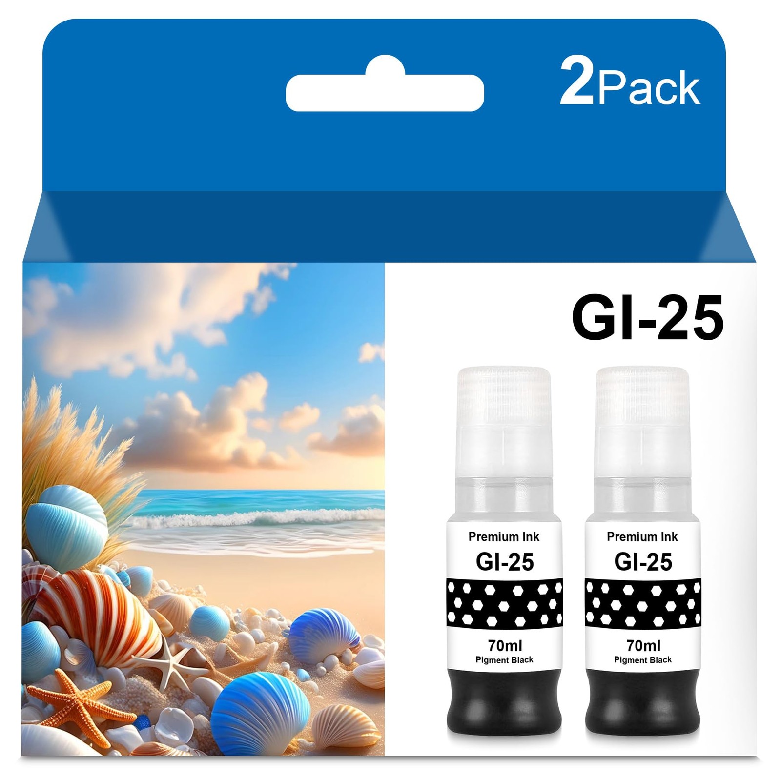 GI-25 Black Refill Ink Bottles 70ml 2-Pack for Canon MAXIFY GX1020 GX2020