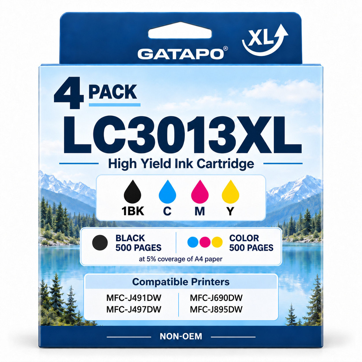 Compatible LC3013XL 4-Pack Ink (1BK/1C/1M/1Y) for MFC-J497DW J895DW