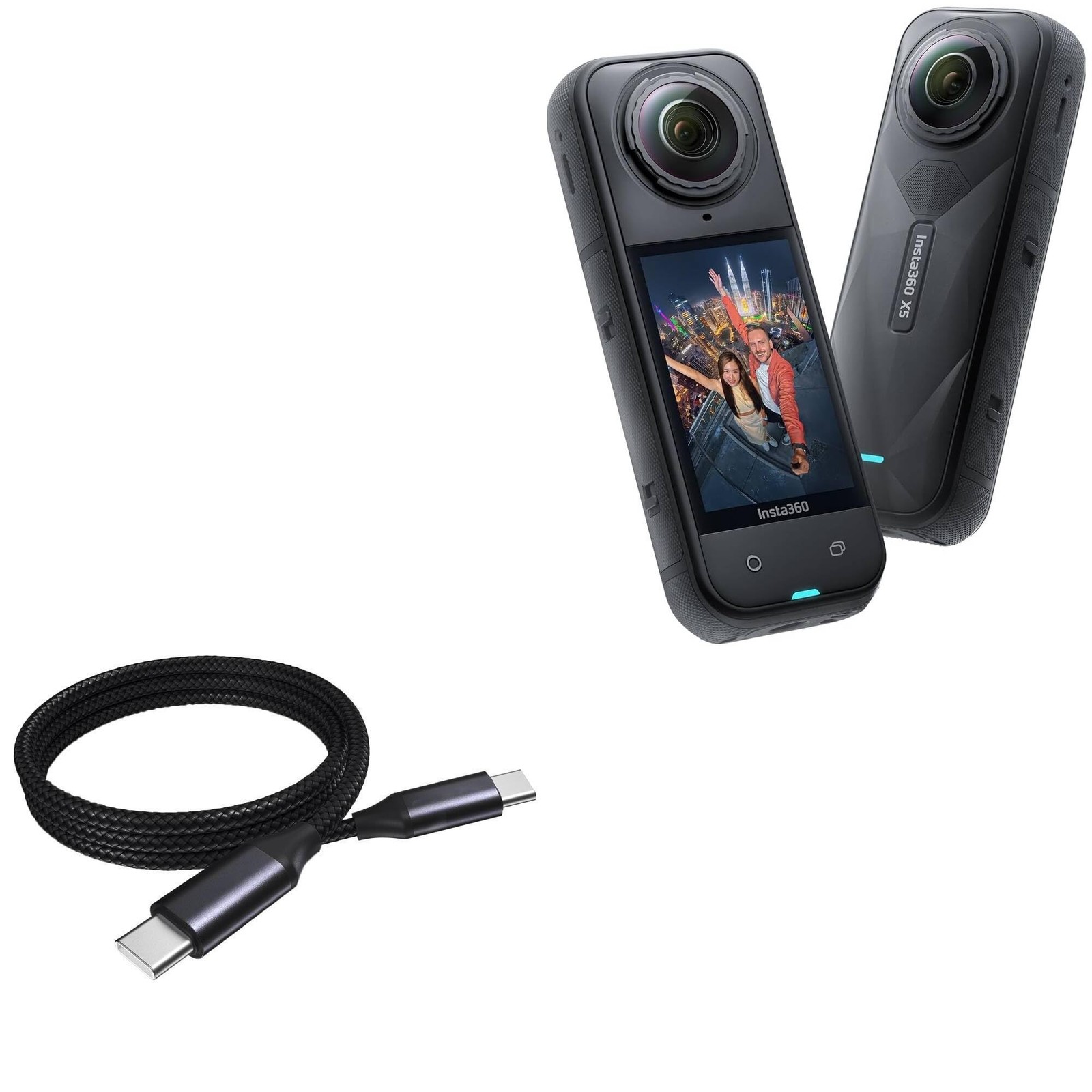 BoxWave Cable Compatible with Insta360 X5 - DirectSync PD Jet Black 