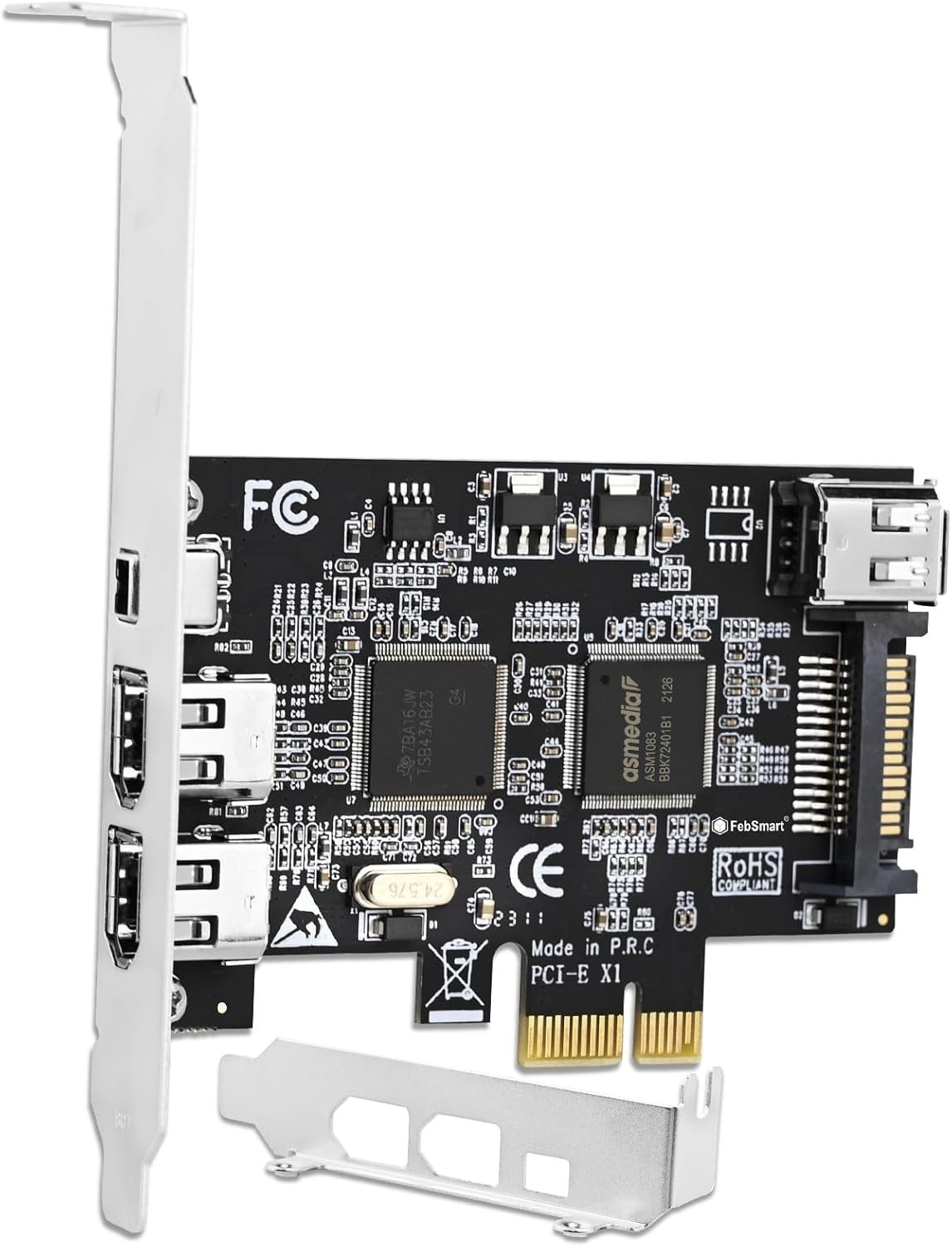 4 Ports PCIE Firewire 400 1394A Expansion Card, Texas Instruments TI TSB43AB2...