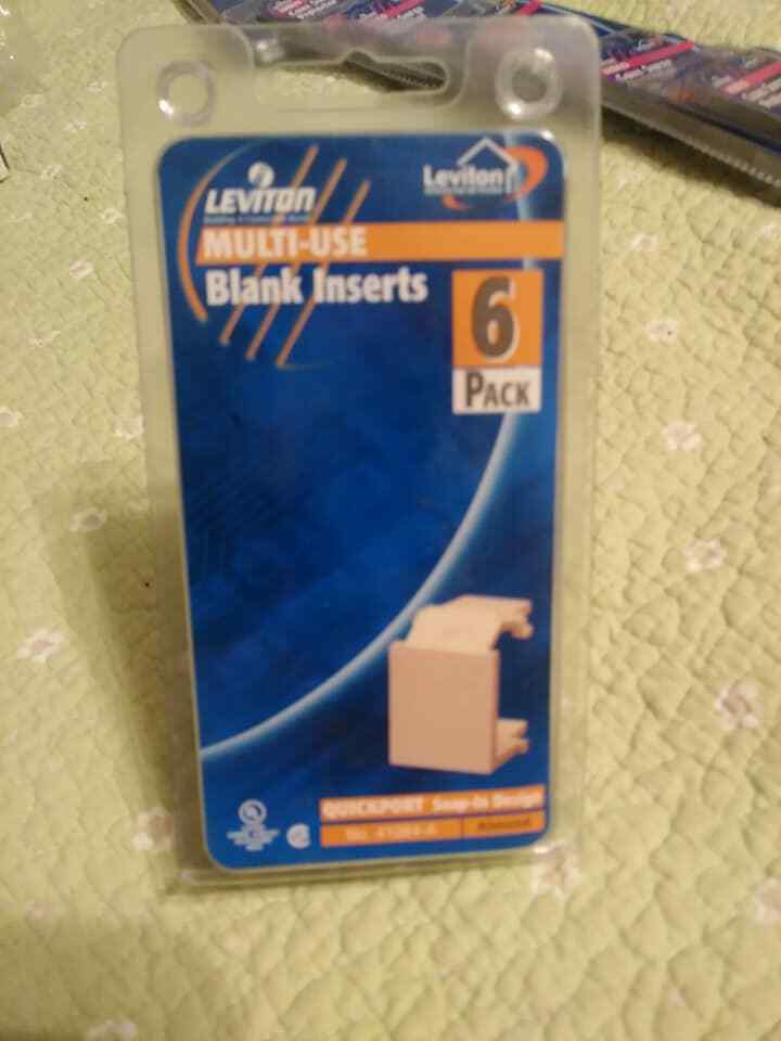 NIB Leviton 41084-A Quickport snap in blank inserts 6-Pack Almond