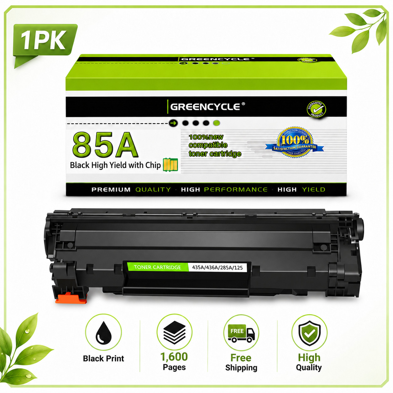1PC CE285A Toner Cartridge For HP 85A Laserjet Pro P1102 P1102W M1132 M1212nf