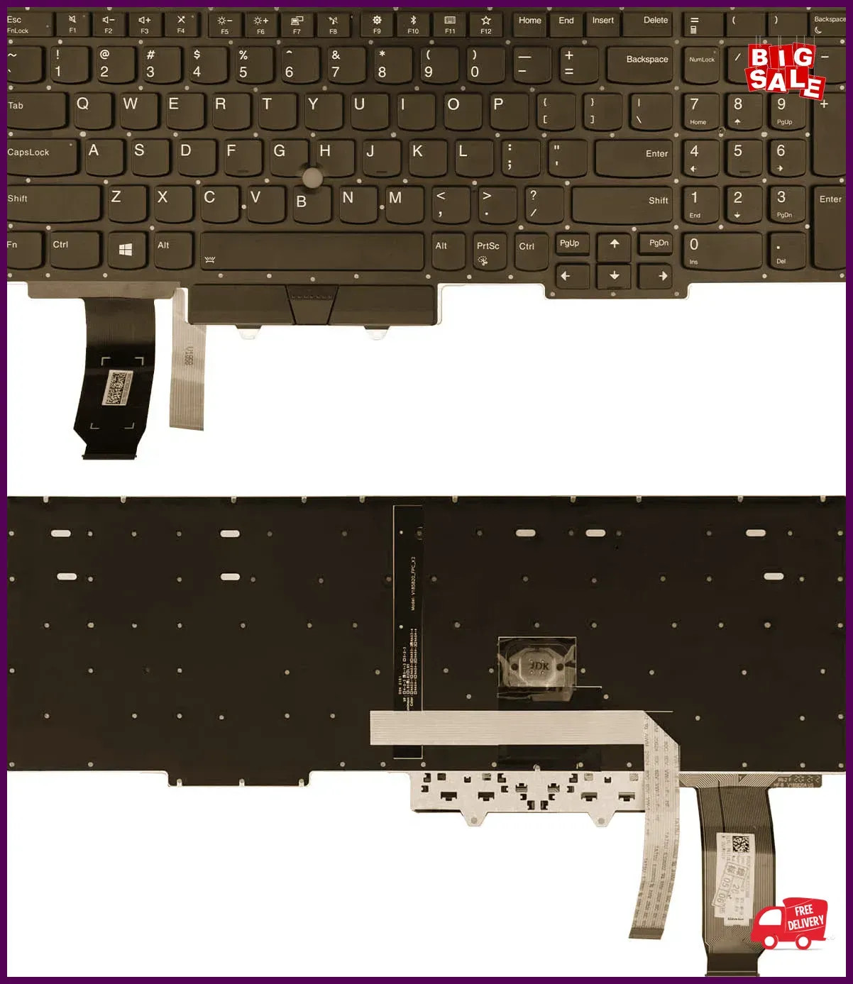 New Keyboard Compatible with Lenovo Thinkpad E15 Gen 1 Gen 2 2020 with Pointer a