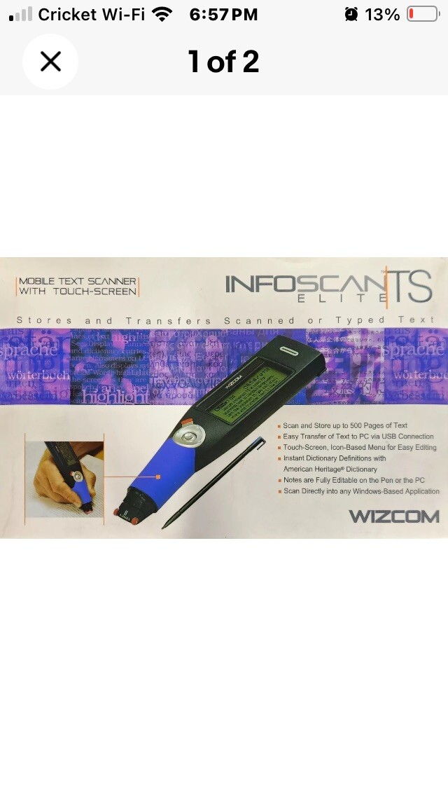 WIZCOM INFOSCAN TS ELITE MOBILE TEXT SCANNER WITH TOUCH SCREEN NEW OPEN BOX 