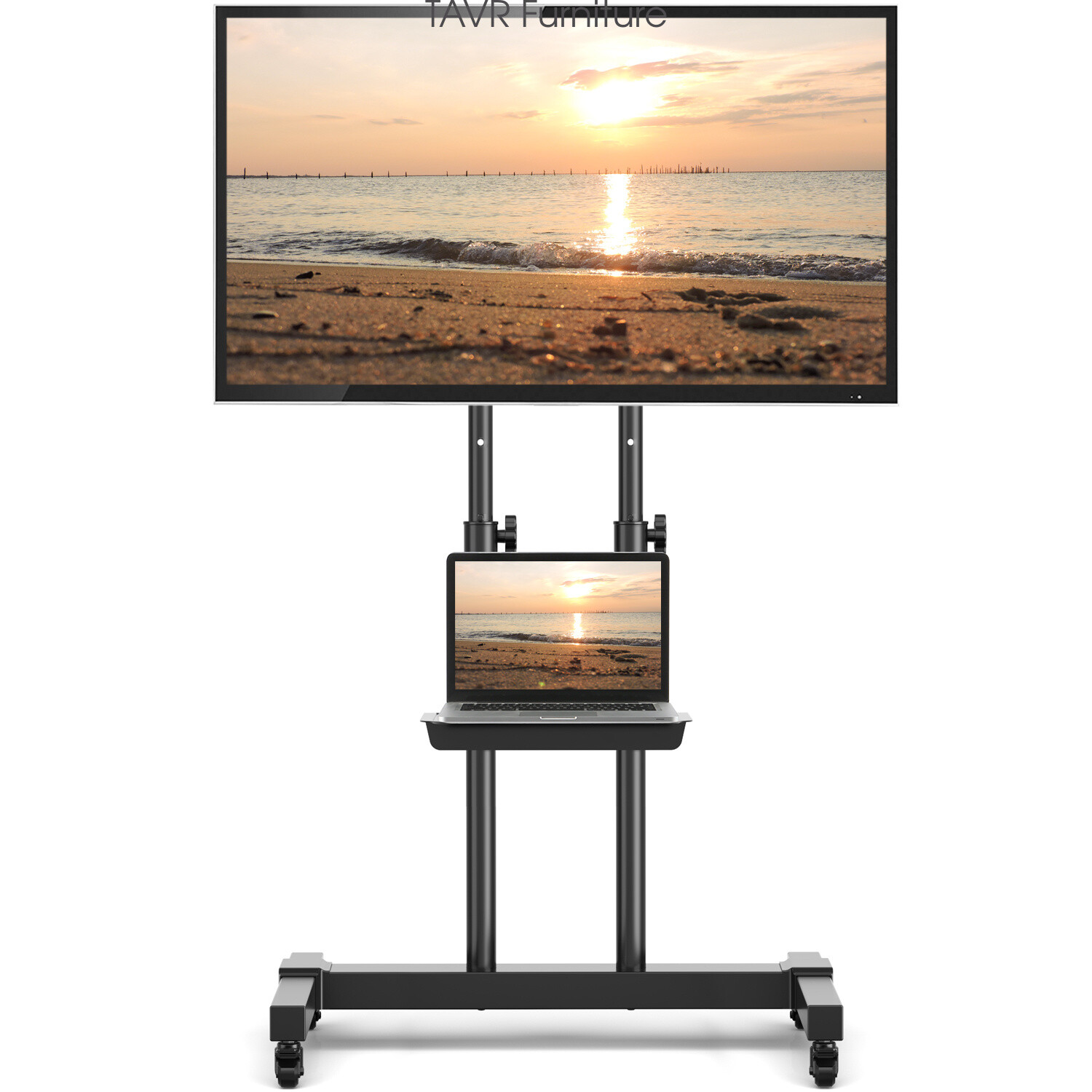 Mobile TV Stand Monitors Display Trolley Stand with Wheels for 32-80 inch TVs