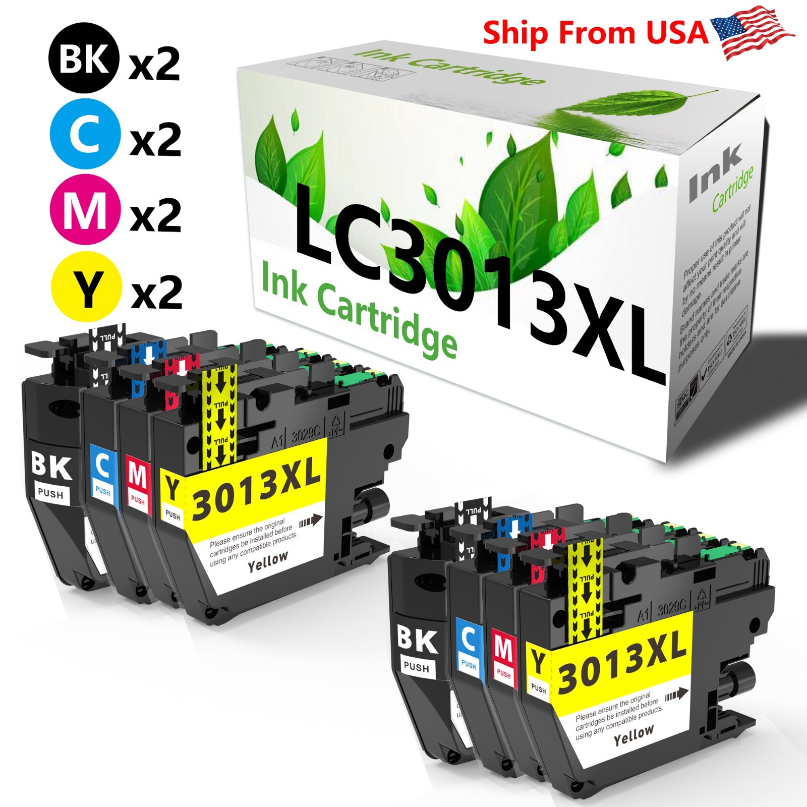 8PK replace for Brother LC3013XL Ink Cartridge for MFC J491DW J497DW J690DW