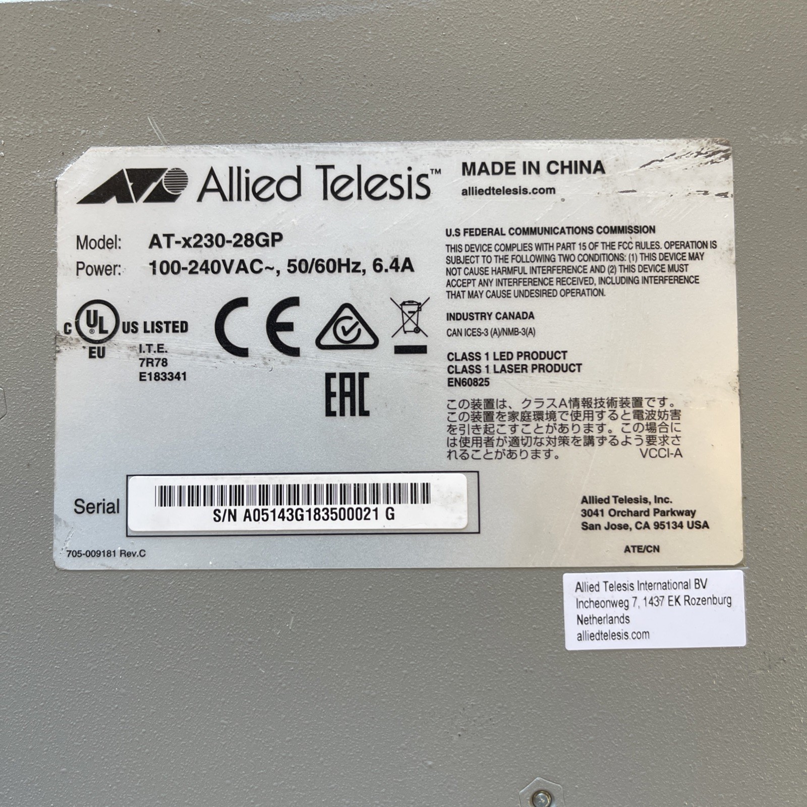 Allied Telesis AT-X230-28GP 24 Port Edge Switch Verint , pre-owned . 