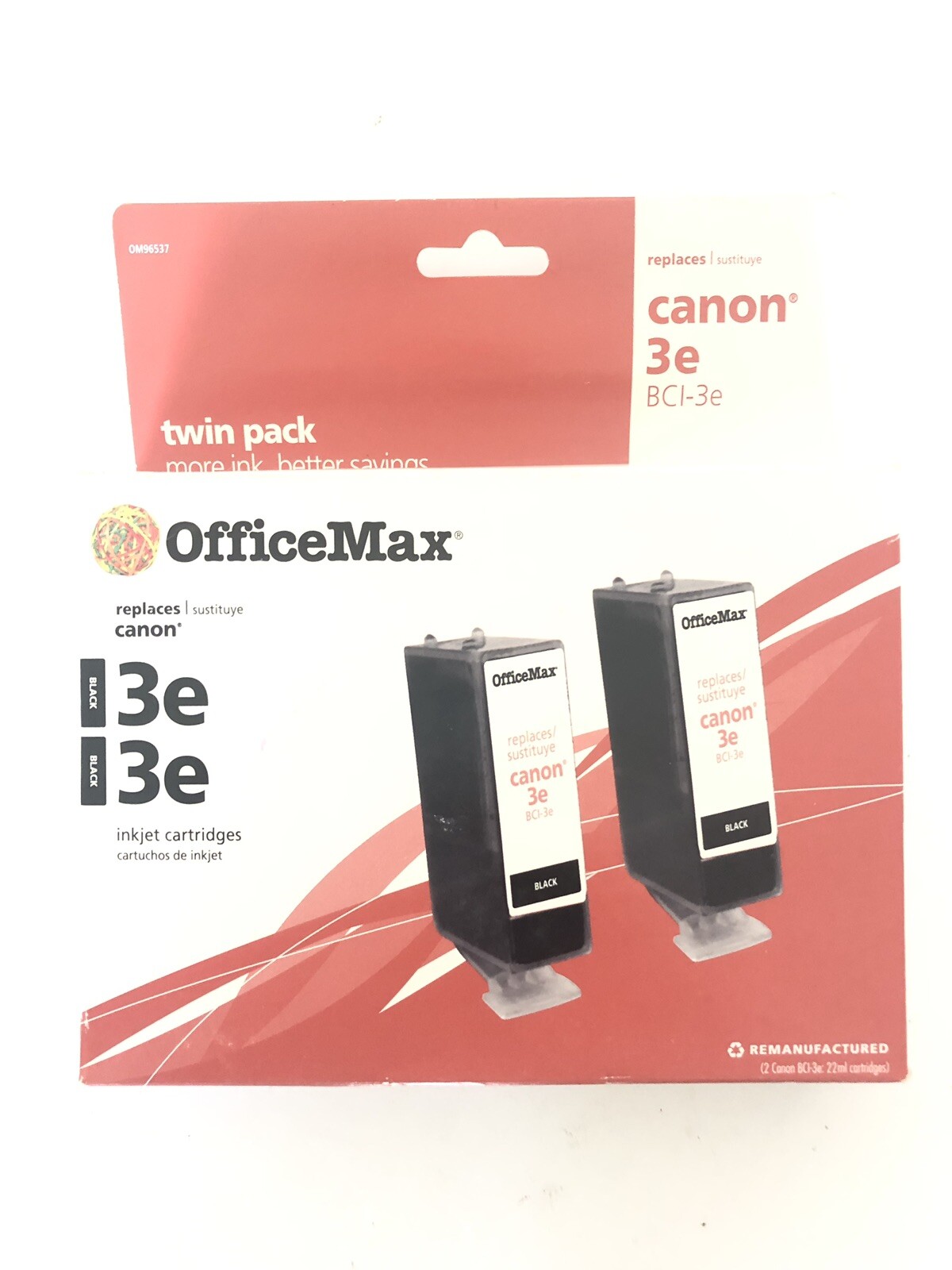 OfficeMax Canon 3e Inkjet Cartridge Black 2 Pack