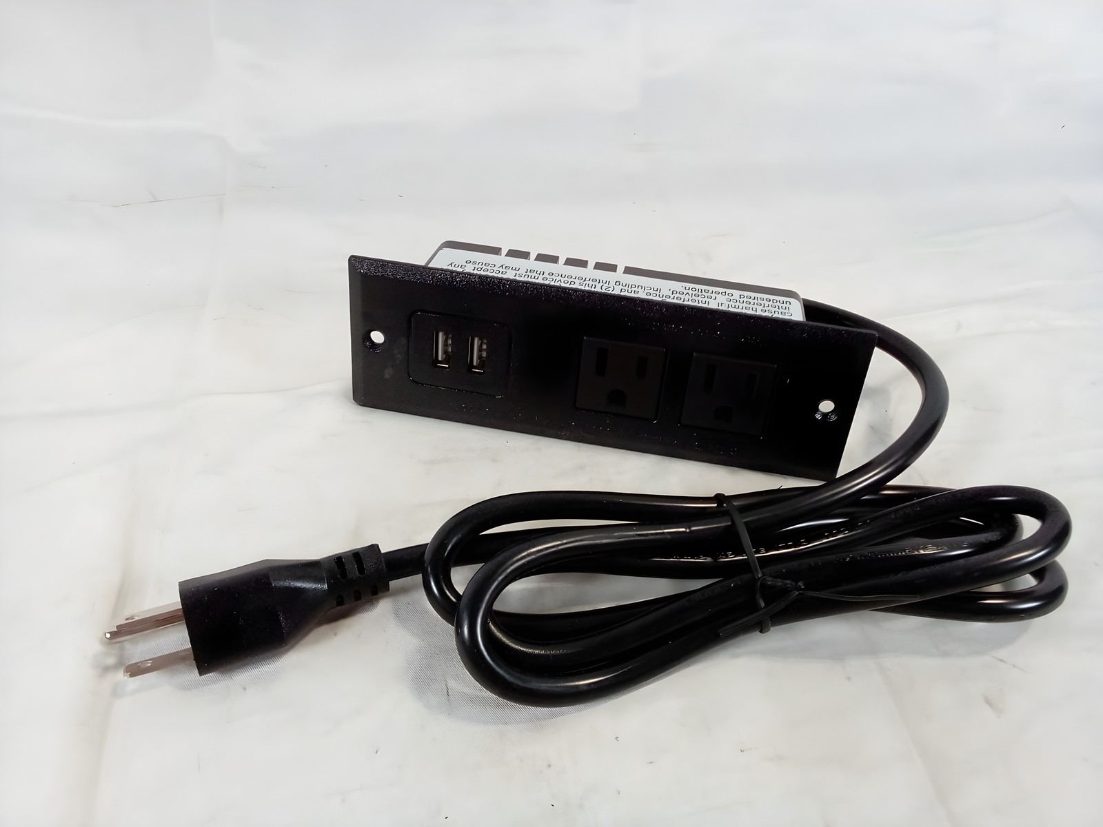 Recessed Furniture Power Module 2 AC Outlets 2 USB Ports Black Desk Strip
