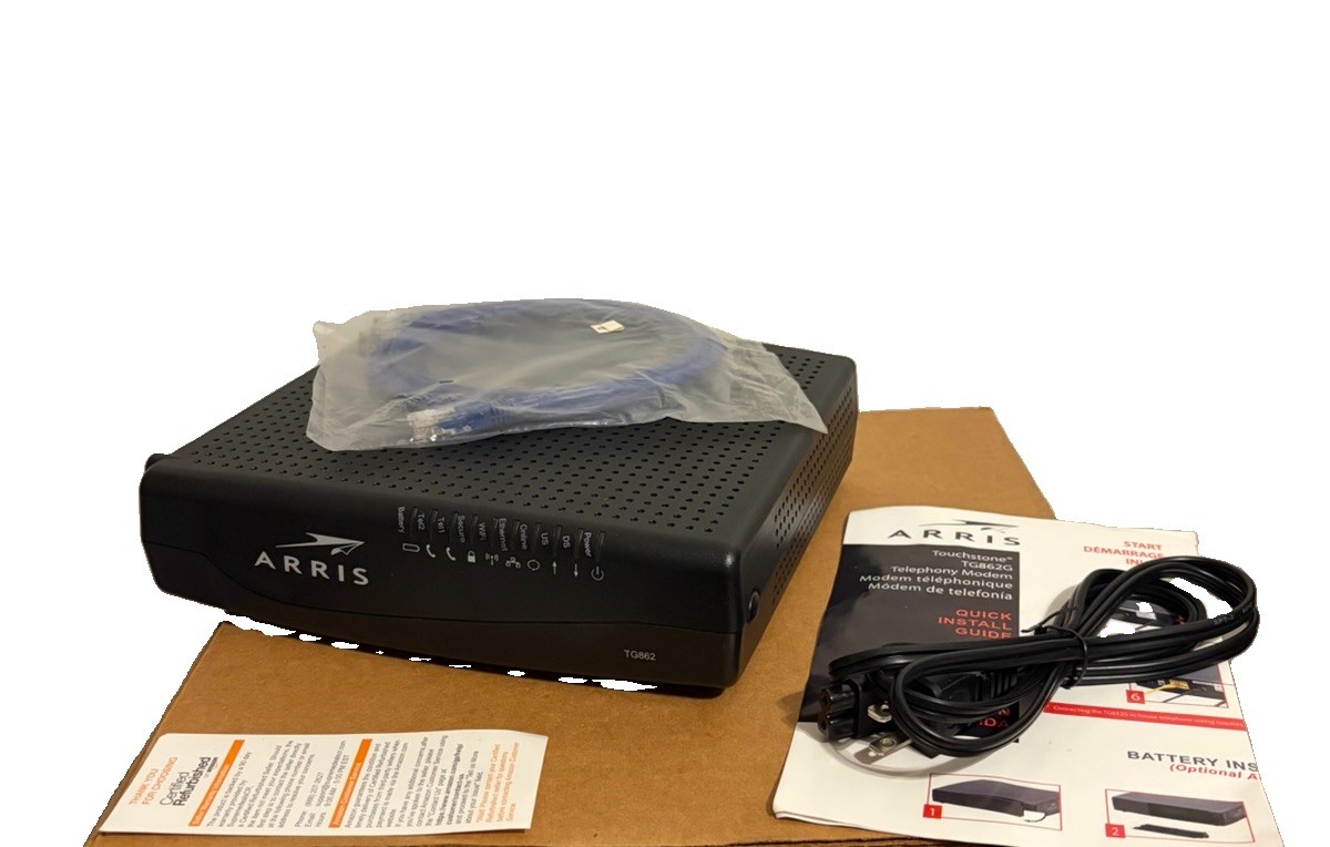 ARRIS TG862G DOCSIS 3.0 Dual-Band Cable Modem WiFi Router, 4-Port, Black