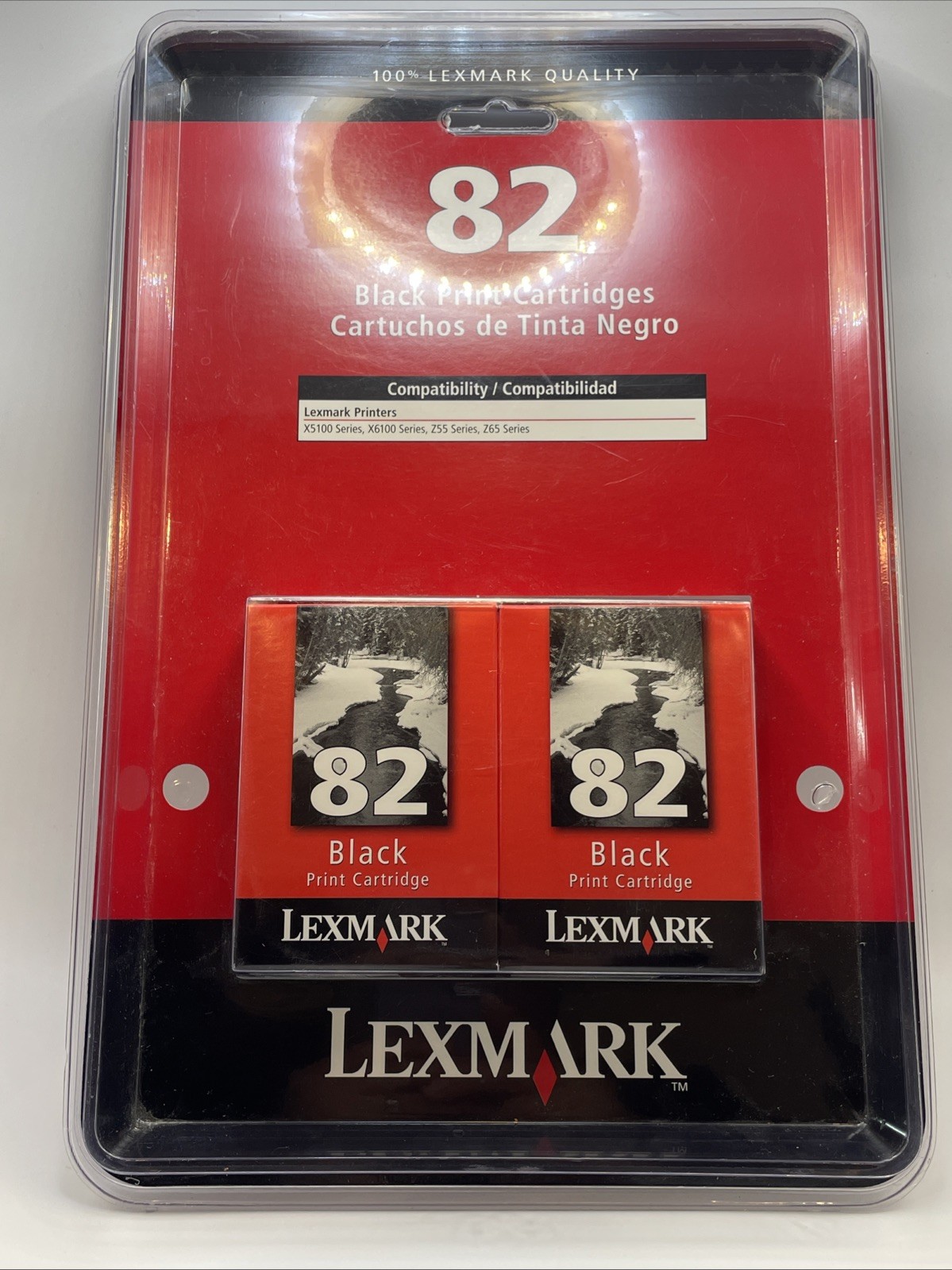 2 Genuine Lexmark 82 Black Printer Ink Cartridge BRAND NEW 2 SEALED Lot