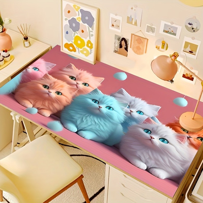 Large Cat-Themed Gaming Mouse Pad with Ultra-Smooth Surface & Non-Slip Base -