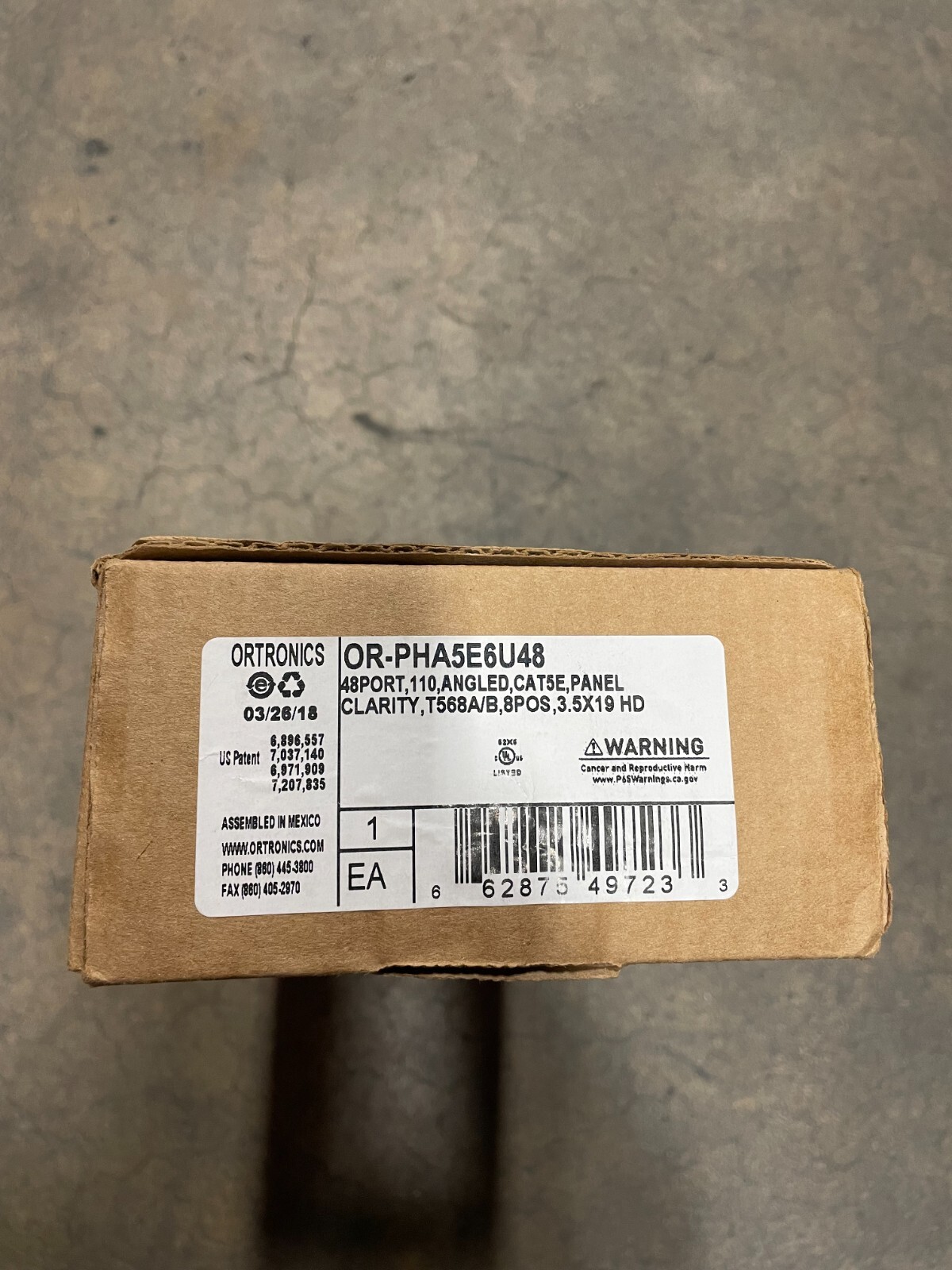 Ortronics OR-PHA5E6U48 48 Port Angled Cat5E Panel T568A/B