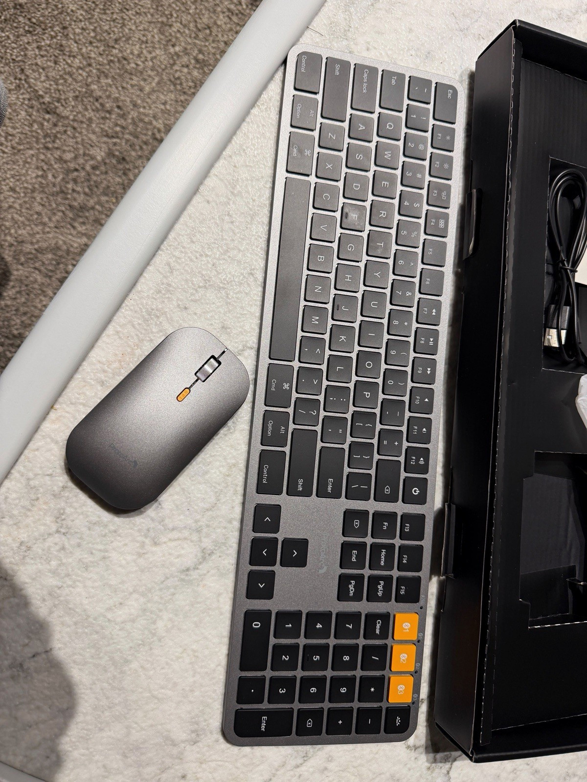 ProtoArc KM100-A Wireless Slim Keyboard & Mouse Bundle, Multimedia, Gray