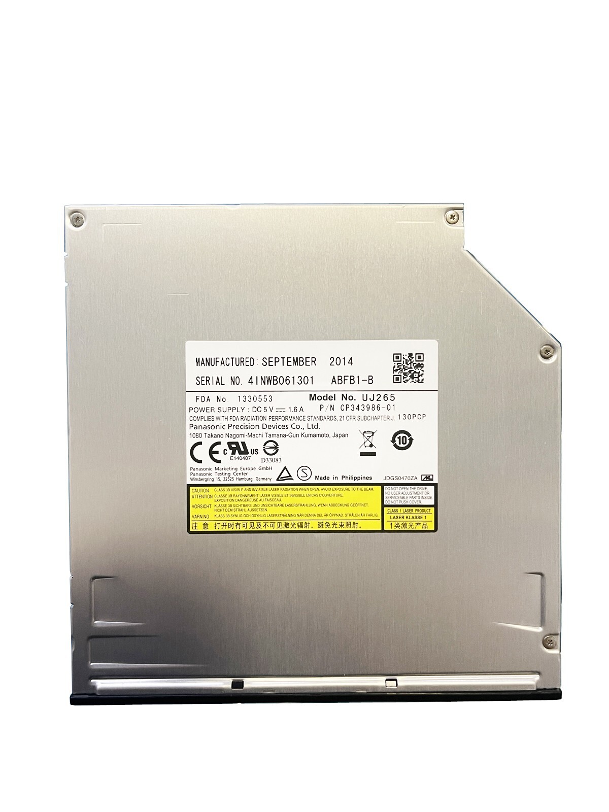 UJ265 Slot Load Blu-ray Burner Player 12.7mm SATA Optical Disc Drive