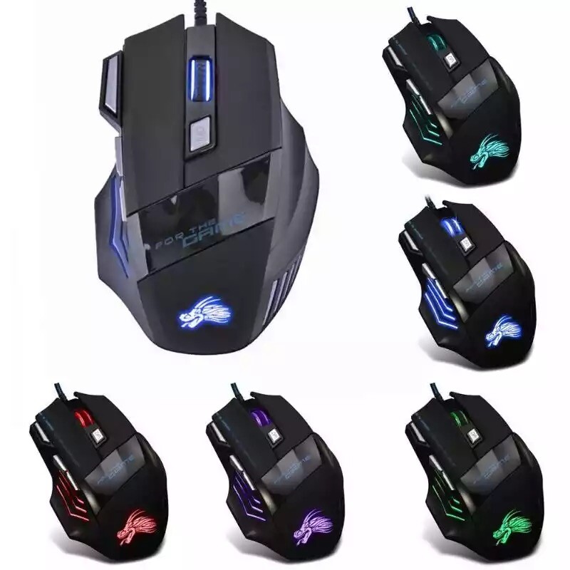 Gaming Mouse 7 Button USB Wired LED Breathing Fire Button 5500 DPI Laptop PC
