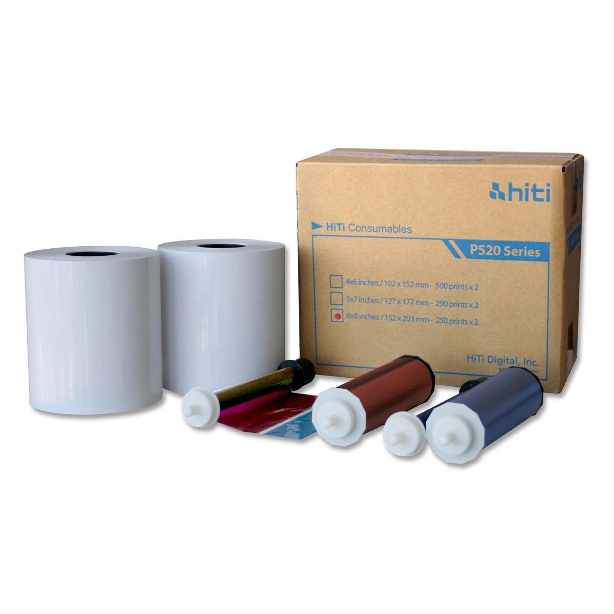 HiTi 6x8" Ribbon and Paper Case for P520 Series Photo Printers, 2 Ribbons and 2