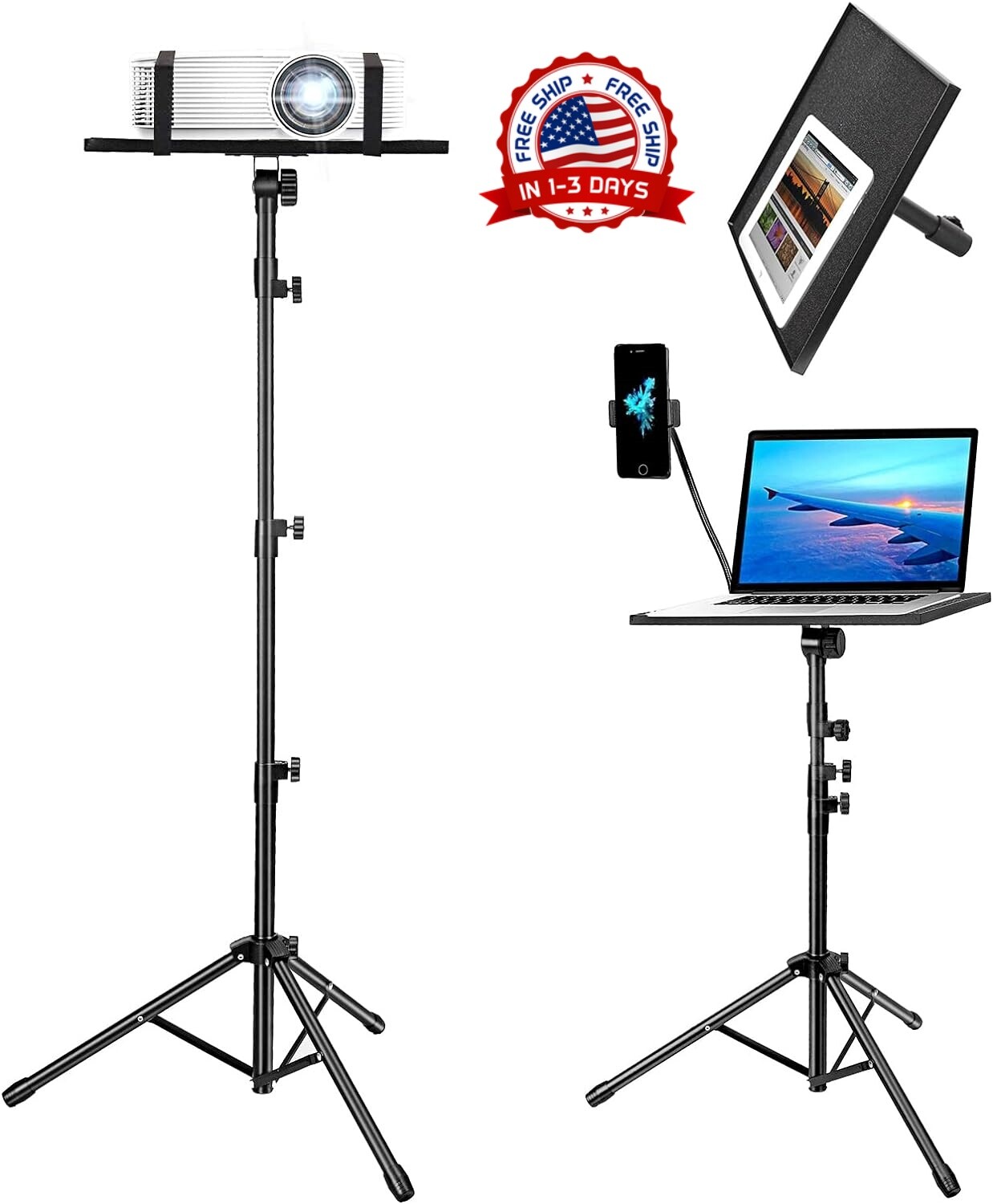 Soporte Para Portátil Con Trípode Plegable Ajustable En Altura Con Soporte Para