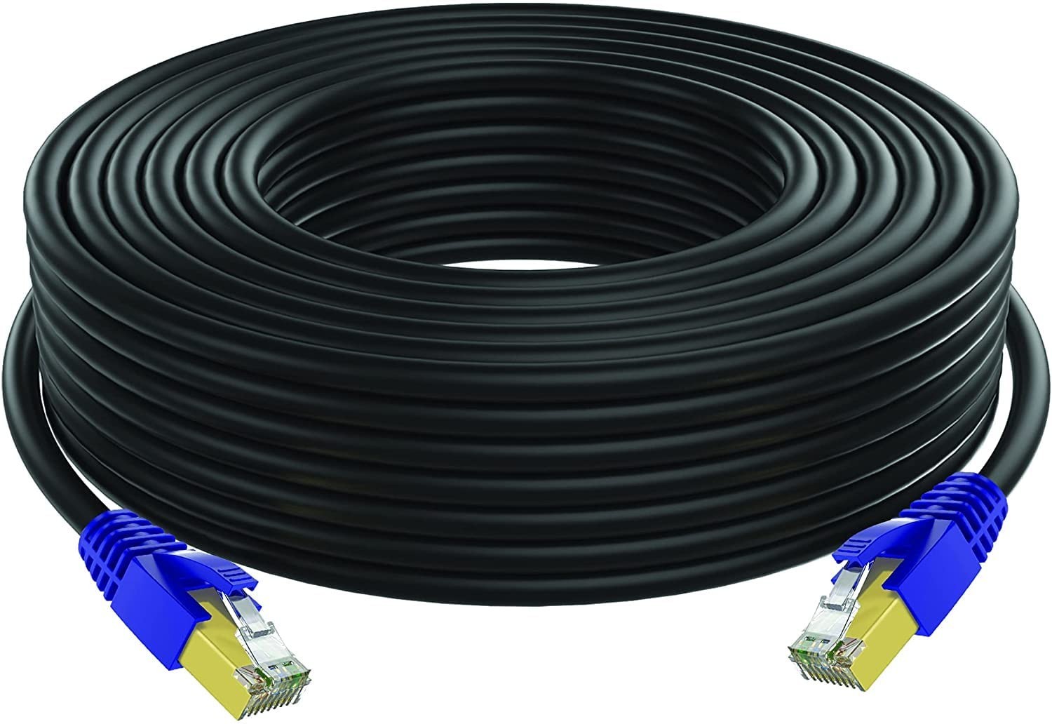Cat7Ethernet Cable 100ft RJ45 600MHz Heavy Duty Indoor Outdoor Waterproof Copper