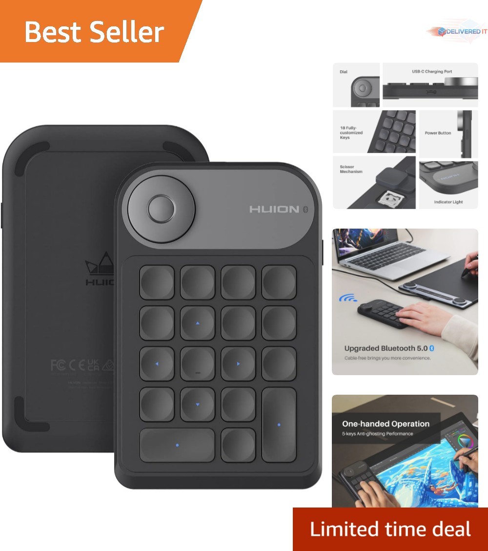 Mini Bluetooth Programmable Keyboard 18 Shortcut Keys for Drawing Editing Gaming
