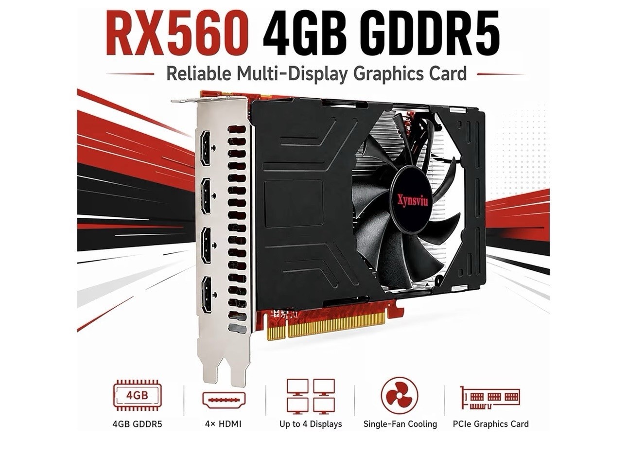 RX560 4GB GDDR5 4 HDMI Multi Monitor Graphics Card 4 HDMI  AM