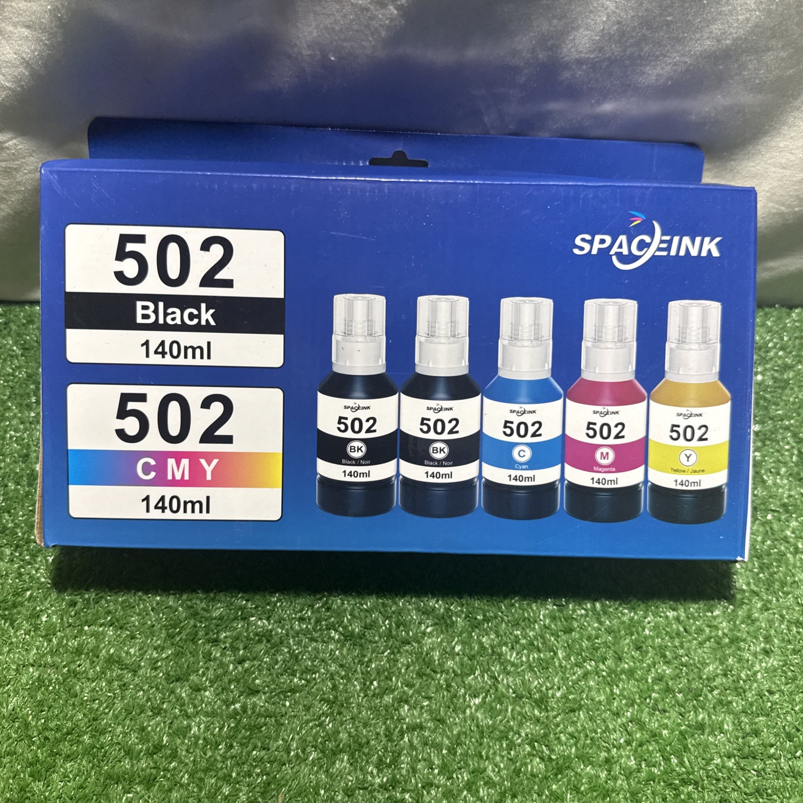 SPACEINK T502 Ink Refill Bottles 5-Pack (2x Black, Cyan, Magenta, Yellow) 140ml