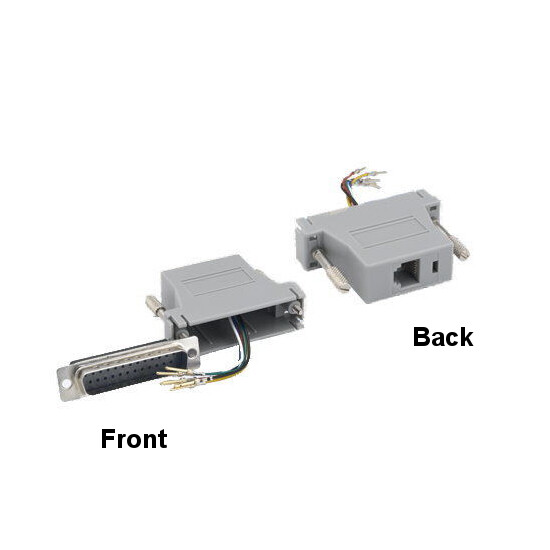 [x10] DB25 Male to RJ-12(6P6C) Female Modular Adapter Converter Serial Gray