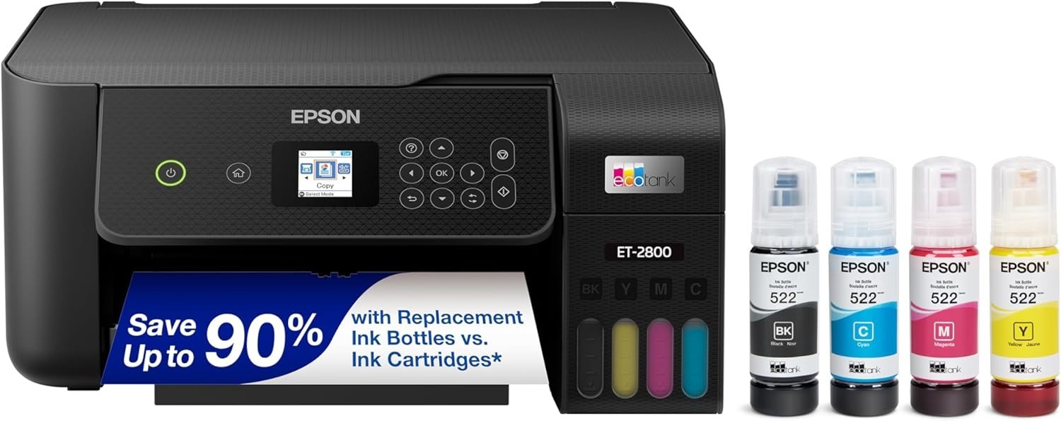Epson ET-2800 EcoTank Wireless Color All-in-One Printer Scan Copy Black