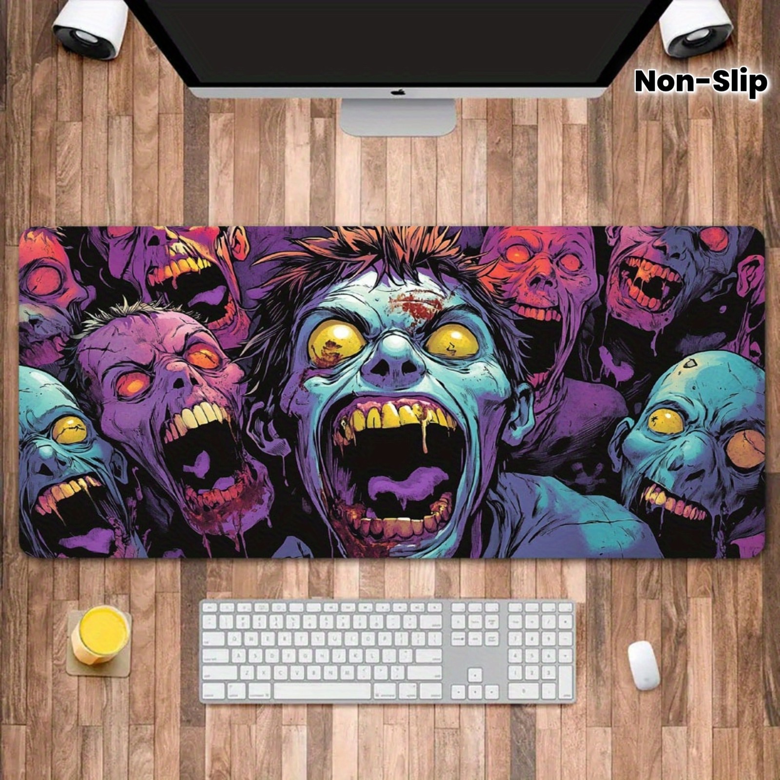 Large Mouse Pad with Vibrant Zombie Theme, Blood Stain Design - 3D High Defini