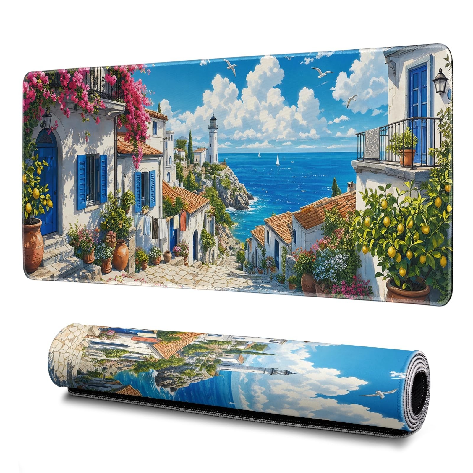 XL Extended Gaming Mouse Pad - Japanese Street Scene Art Desk Mat 31.5x11.8 in