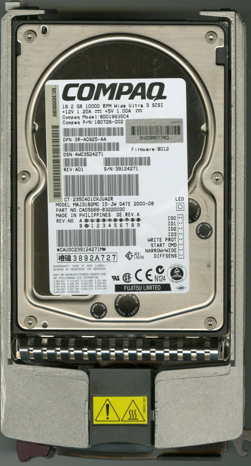 HP / Compaq 18.2Gb SCSI Wide Ultra 2 drive with caddy *NEVER USED* 3R-A0527-AA