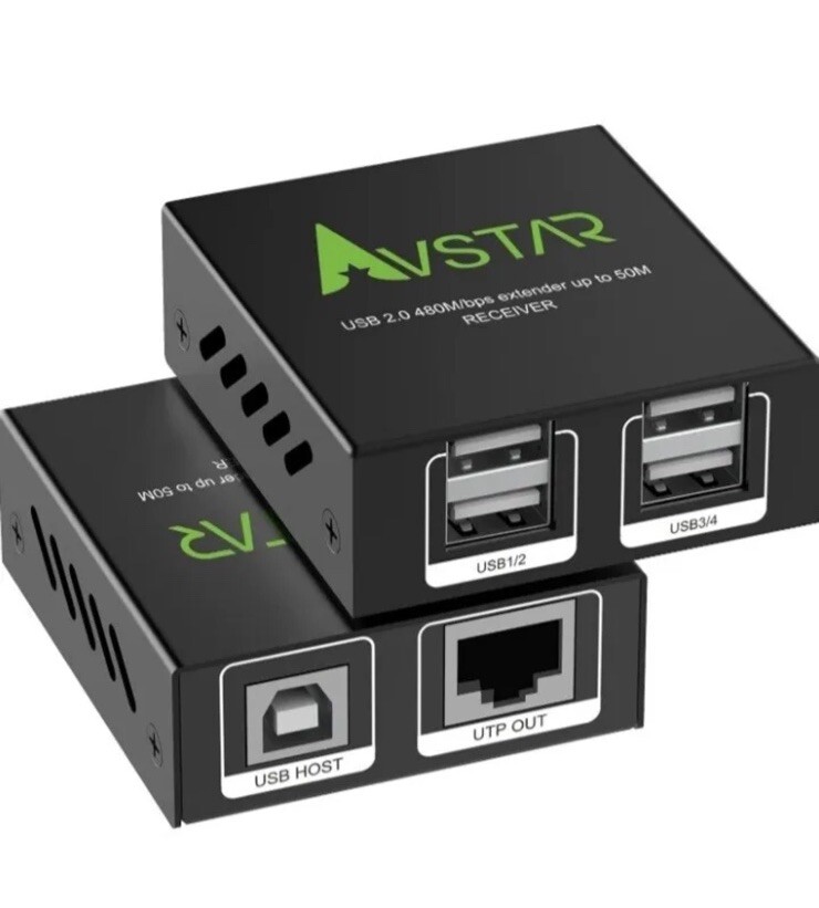 New Avstar usb 2.0 extender over ethernet 165ft 50m AV-EX50-USB cat5e/6
