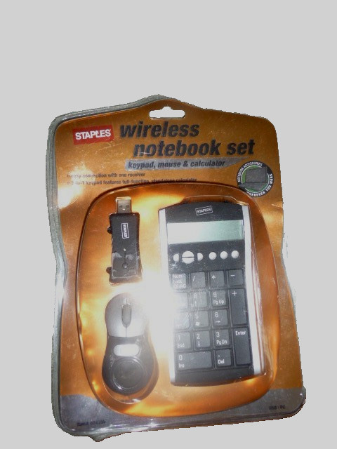 NWT STAPLES WIRELESS NOTEBOOK SET KEYPAD MOUSE CALCULATOR EASY CONNECTION