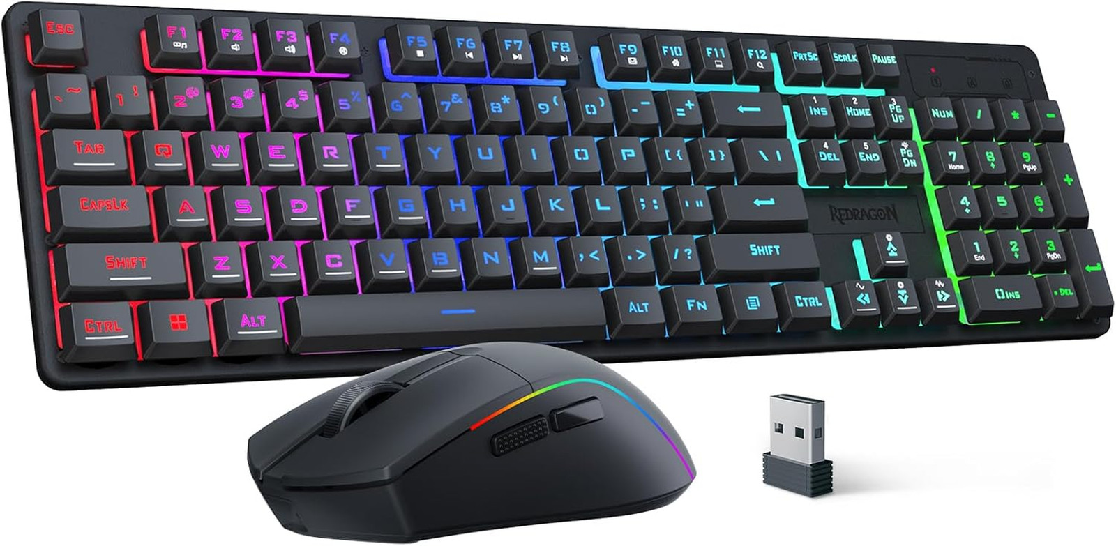 S107KS Wireless Gaming Keyboard and Mouse, RGB Backlit, 3 Mode (Wired/2.4G/Bt),
