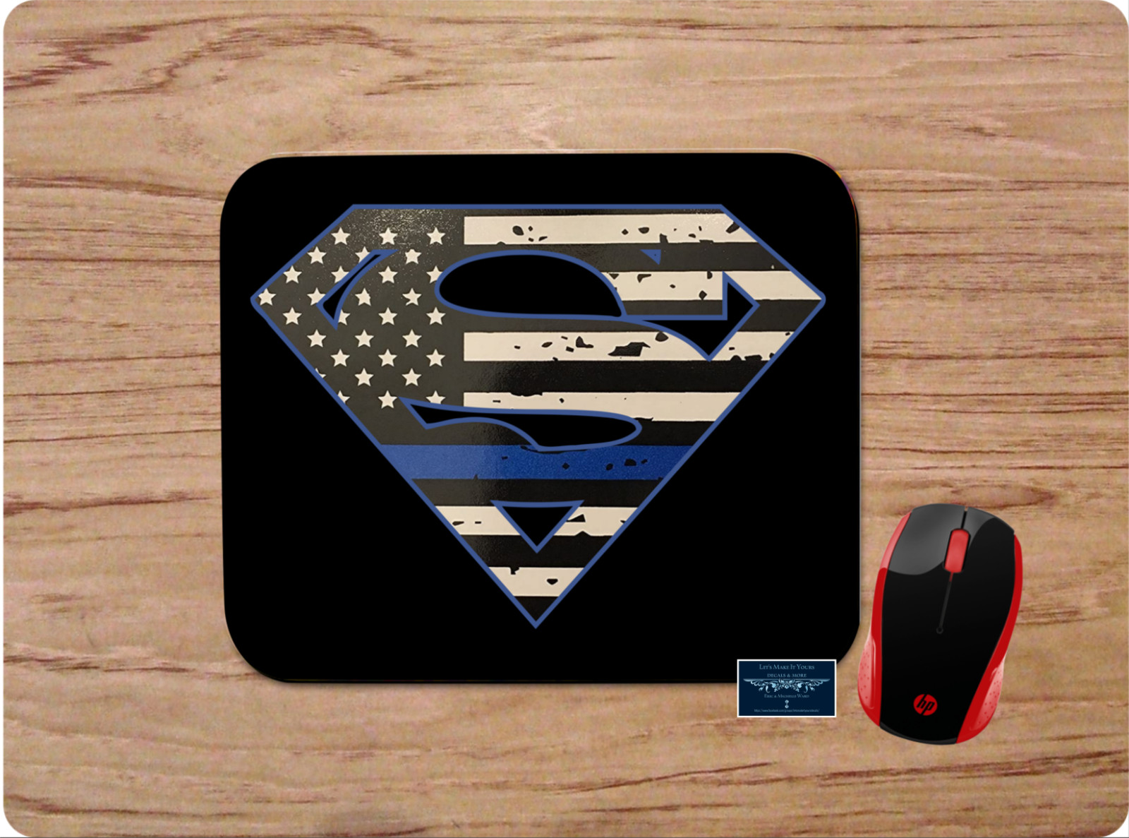 SUPERMAN LOGO THIN BLUE LINE FLAG MOUSEPAD DESK MAT HOME OFFICE GIFT POLICE