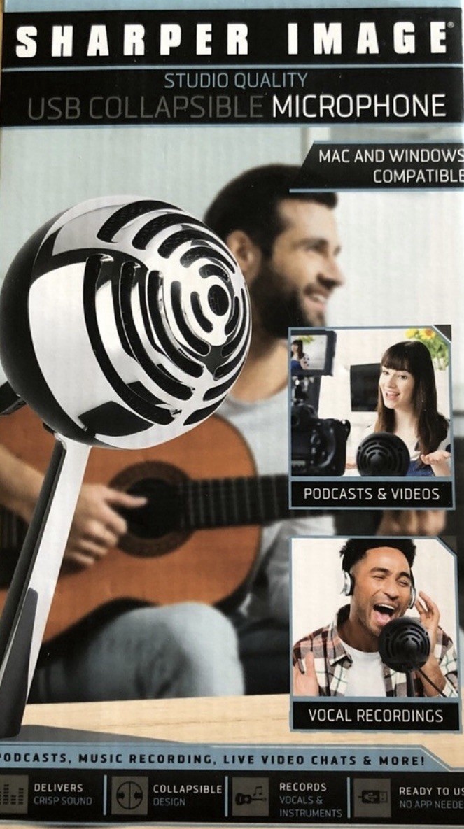 Sharper Image Studio Quality USB Collapsible Twin Condensor 360 Microphone