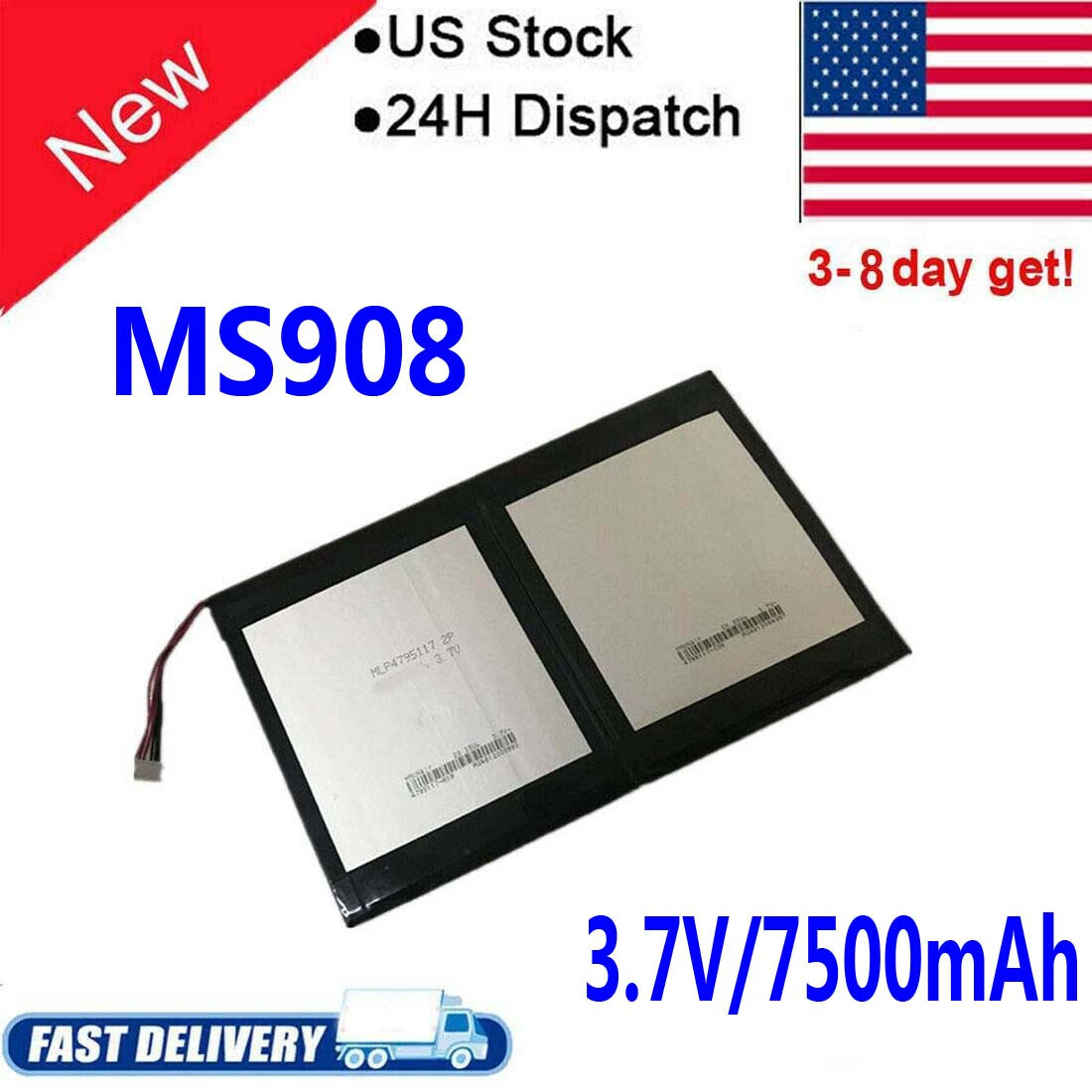 New Battery MLP4795117-2P For Autel MaxiSys MS908 MS908P MS908PRO MY908