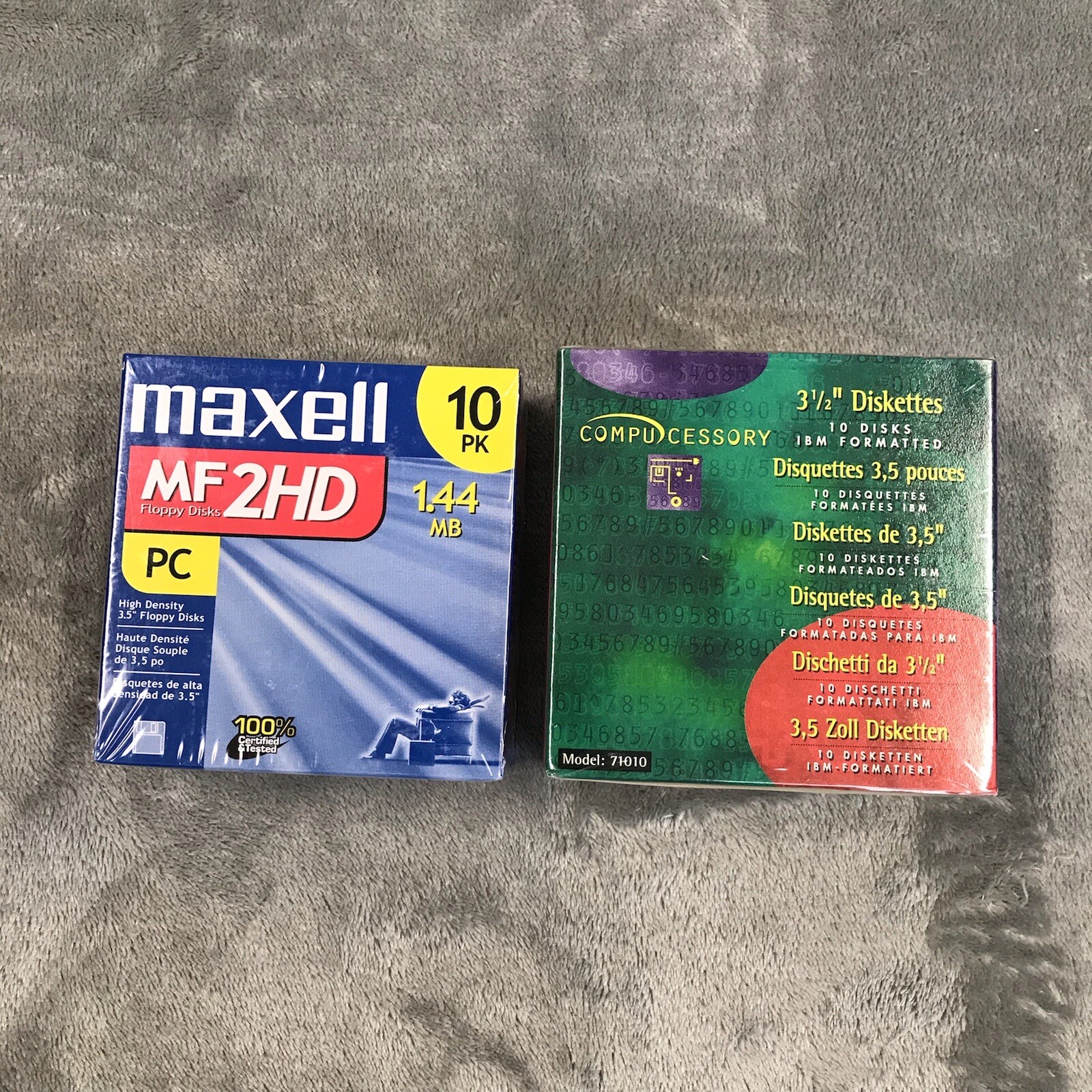 Maxell Diskettes MF2HD PC Formatted 1.44 MB 3.5" 10 Pack Compucessory 10 Lot NIB