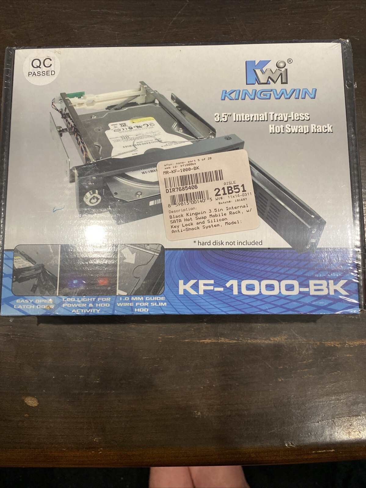 Kingwin 3.5" Internal Tray-less Hot Swap Rack Drive Bay - KF-1000-BK -
