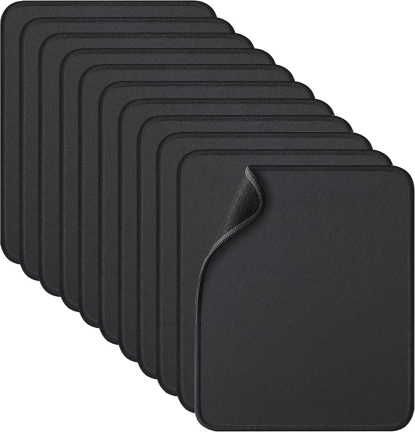Mouse pad 11 pack base antideslizante costura reforzada negro 10.2x8.2 pulgadas