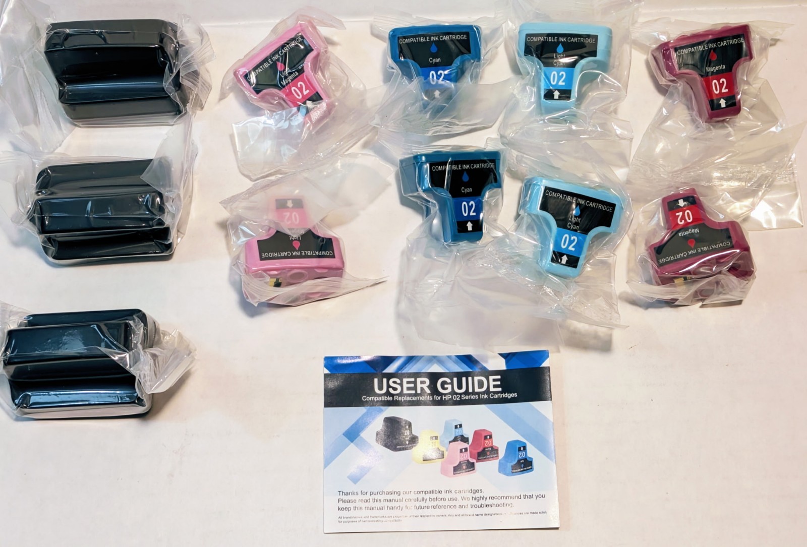 11 HP 02 Compatible Ink Cartridges Black Magenta Cyan Light Magenta Light Cyan
