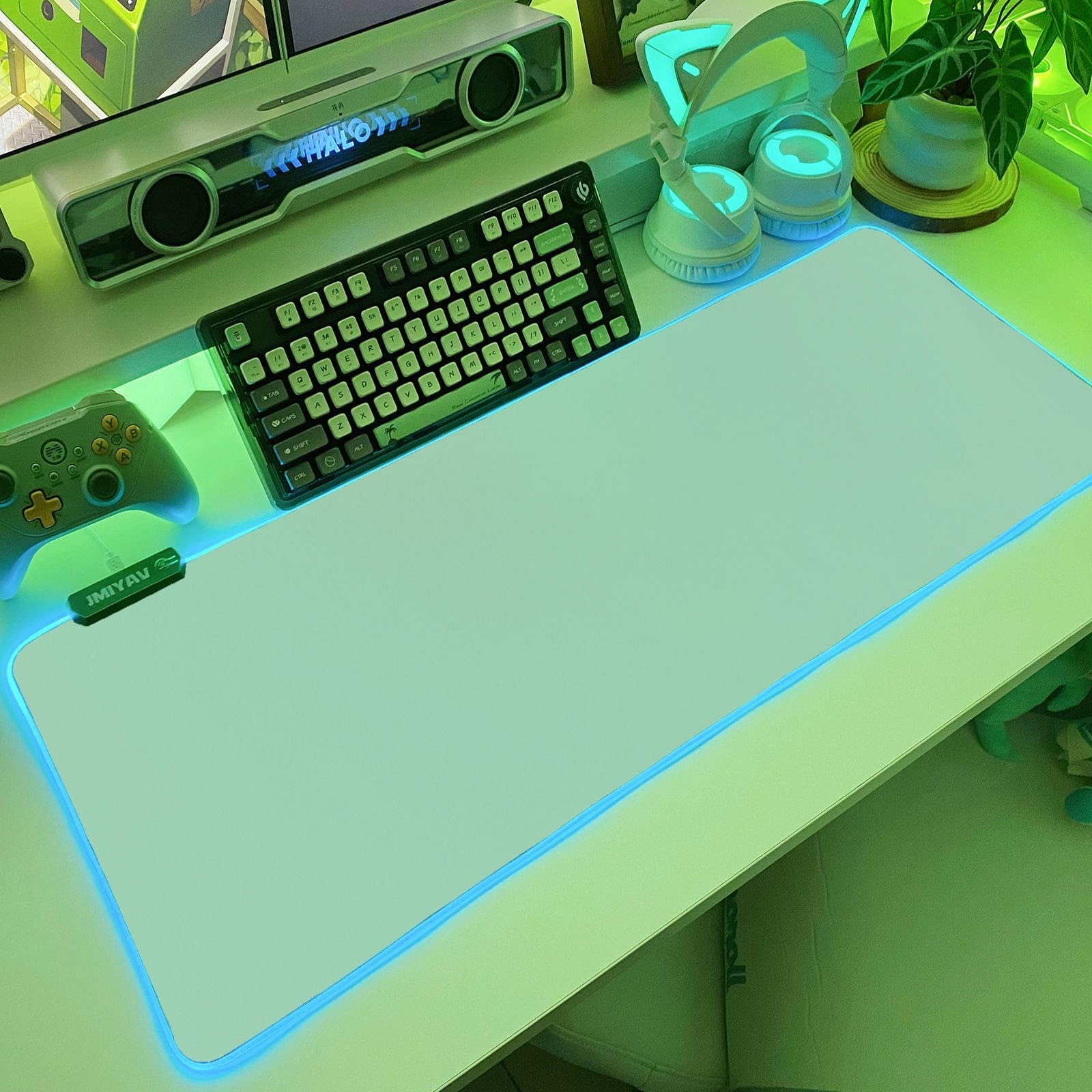 JMIYAV Green RGB Gaming Mouse Pad 31.5x12 Inch PC XL Large Glowing Led Light ...