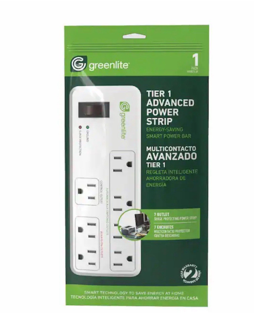 Greenlite TV+PC Energy-Saving Advanced Power Strip Surge Protector, 7 Outlets