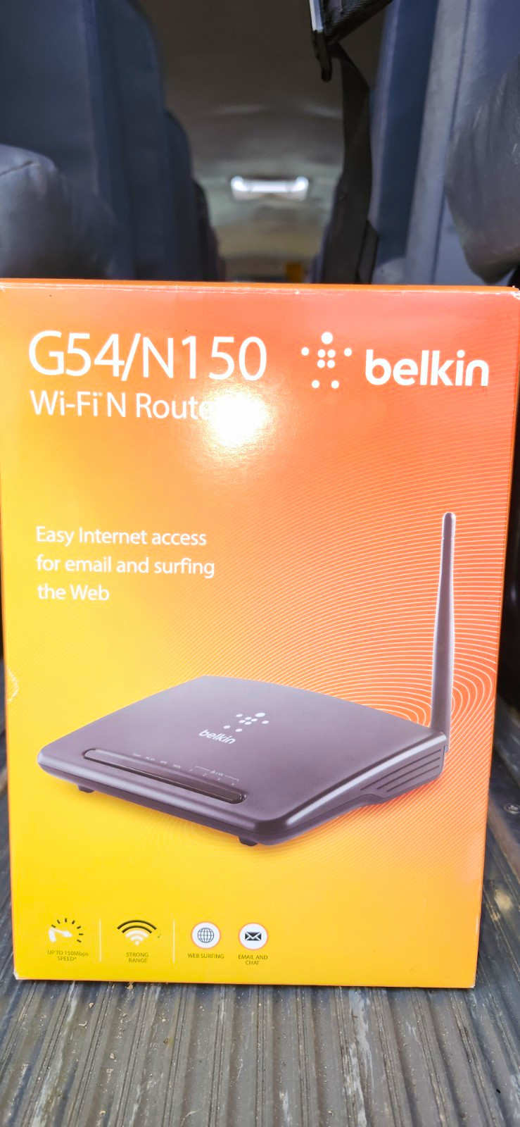 Belkin G54/N150 Wi‑Fi N Router 150Mbps, 4-Port 10/100, WPS, Black