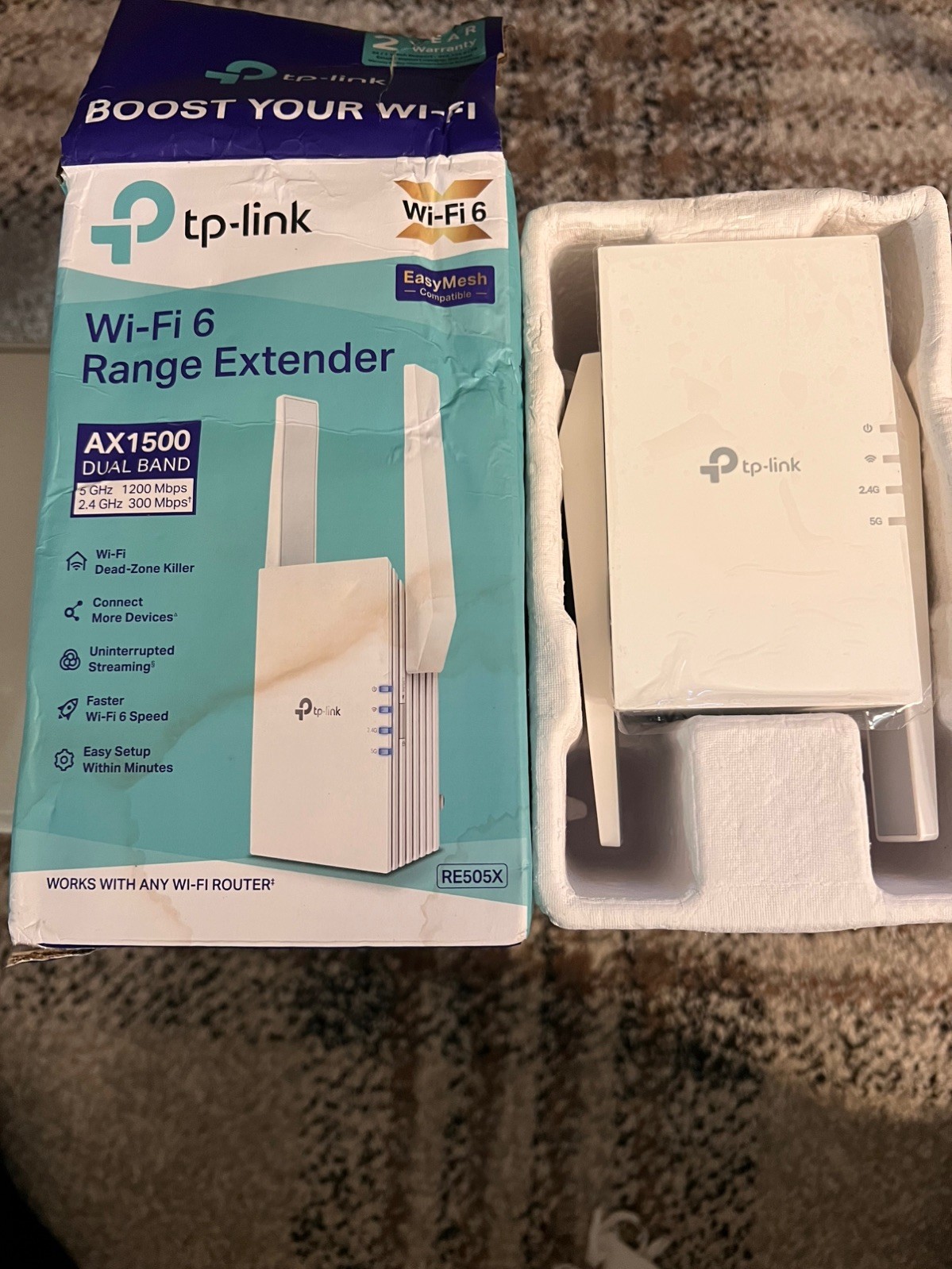 TP-LINK RE505X AX1500 Dual-Band Wireless Wi-Fi Extender 2.4/5GHz White