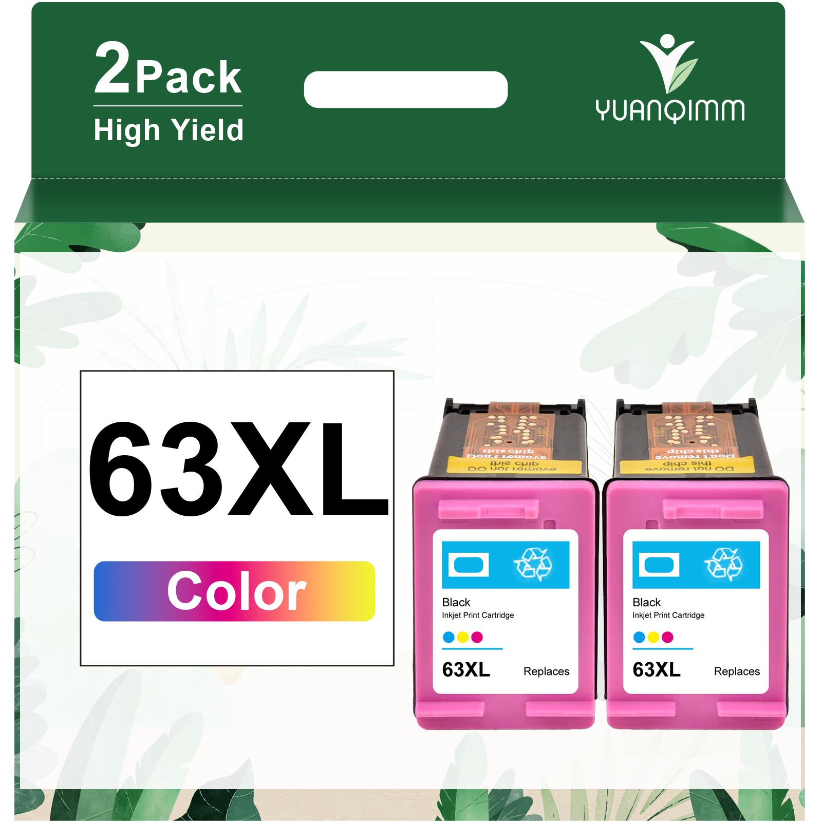 2PK 63XL Ink Cartridge Replacement For HP Envy 4516 4520 4522 3830 4650 5255